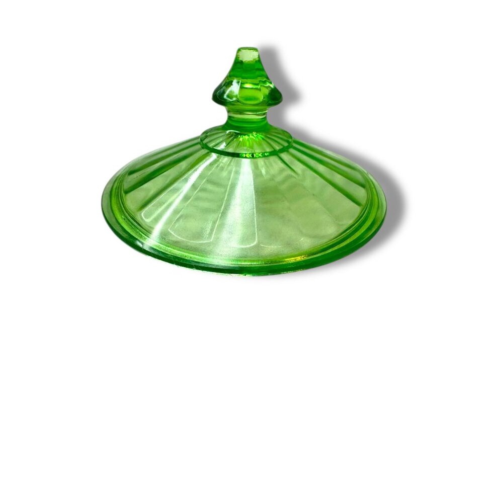 Depression Era Uranium Glass Compote Candy Dish Glows Under Blacklight - Picture 9 of 16